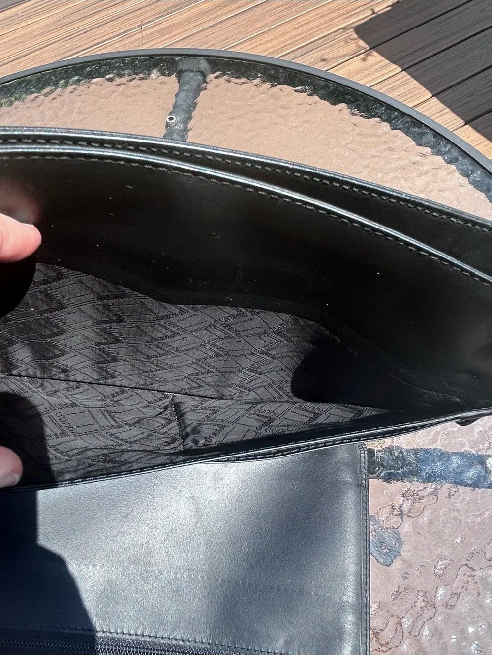 Vintage Dunhill Unisex Business Bag 1990s Clutch Wristlet Leather Black Y2K